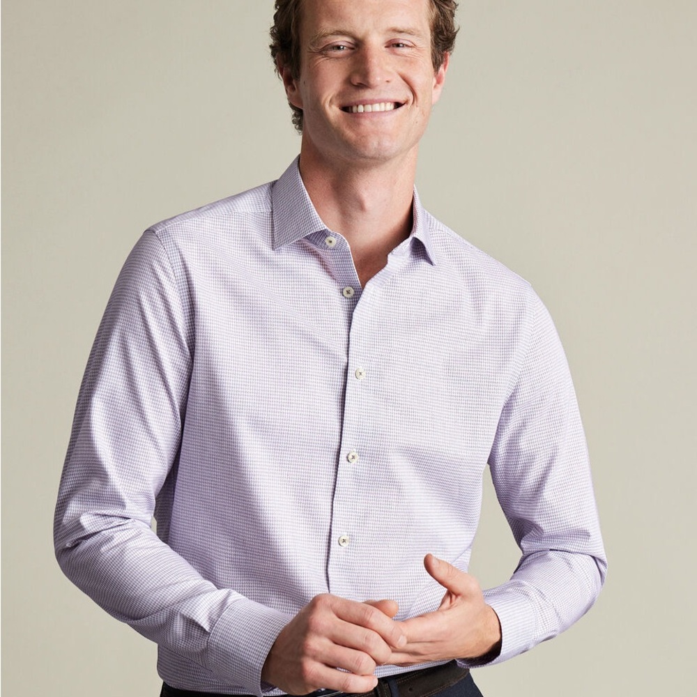 Charles Tyrwhitt Non-Iron Stretch Texture Shirt - Dark Purple